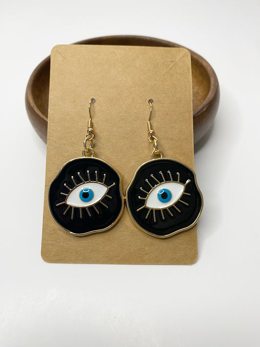 Black Evil Eye Earrings