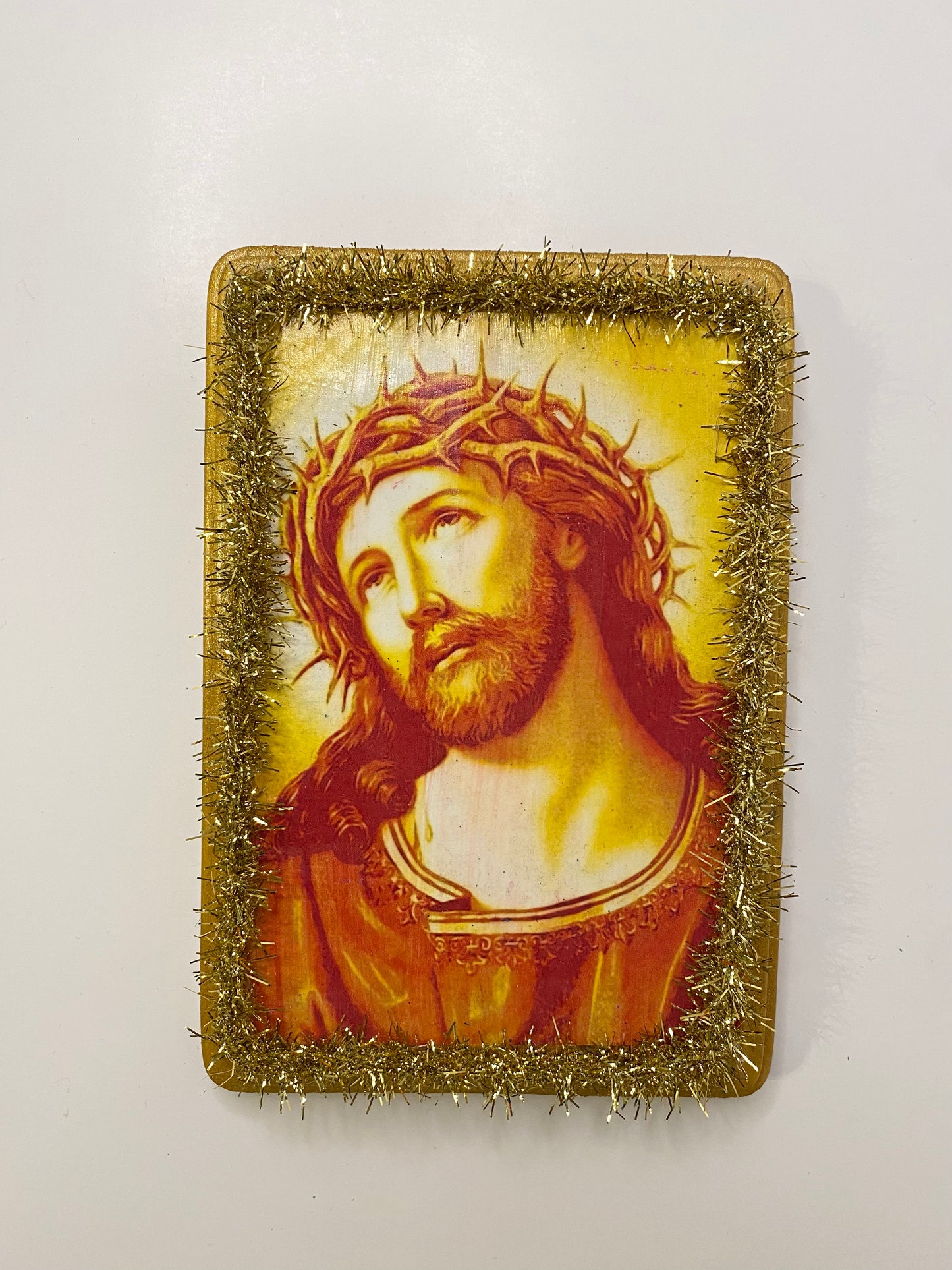 Gold Jesus Wood Plaque