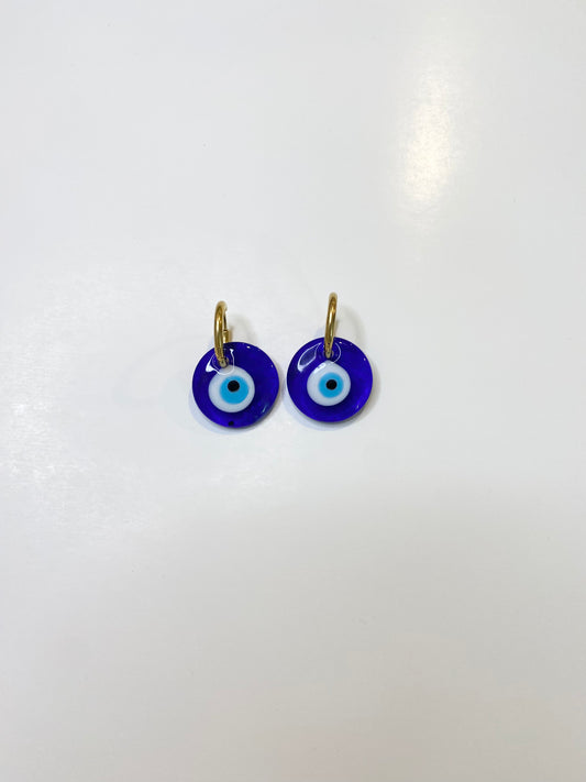 Small Hoop Evil Eye Earrings